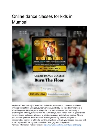 Enroll Your Kids in Fun and Exciting Online Dance Classes in Mumbai