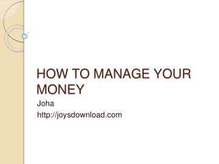 tips to manage money