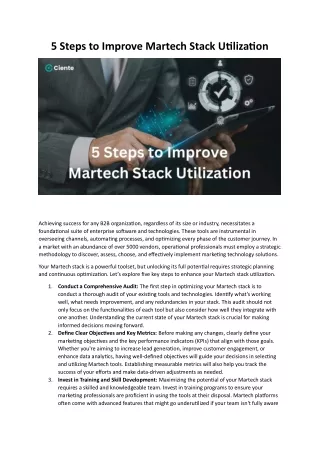 5 Steps to Improve Martech Stack Utilization