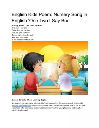 English Kids Poem_ Nursery Song in English 'One Two I Say Boo