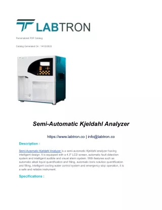 Semi-Automatic Kjeldahl Analyzer