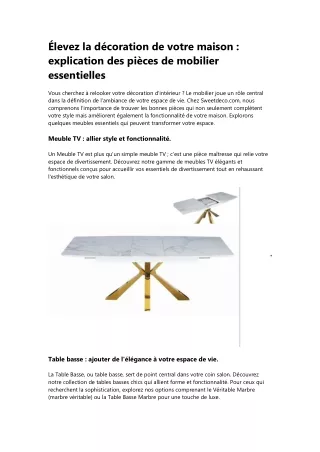 Transformez la décoration de votre maison avec des meubles essentiels | SweetDec