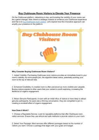Buy Clubhouse Room Visitors to Elevate Your Presence