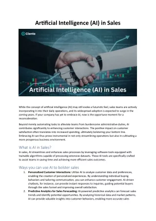 Artificial Intelligence In Sales