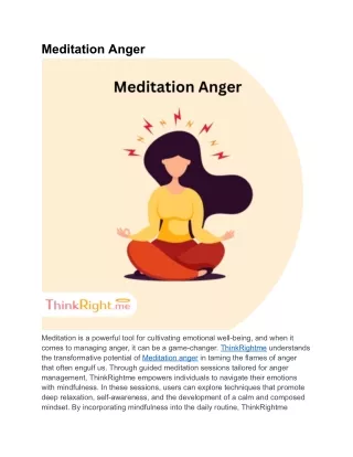 Meditation Anger | ThinkRightme