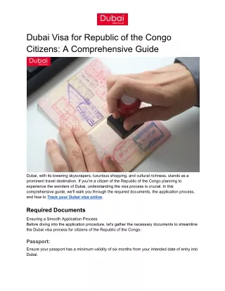 Dubai Visa for Republic of the Congo Citizens: A Comprehensive Guide