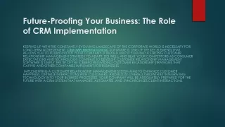 Future-Proofing Your Business: The Role of CRM Implementation