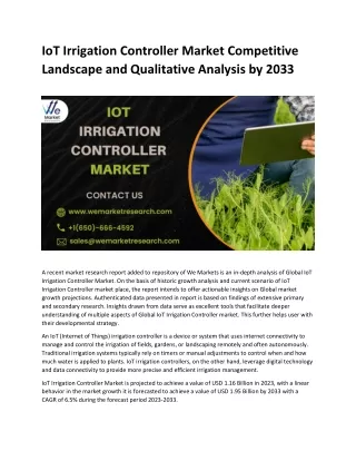 IoT Irrigation Controller Market