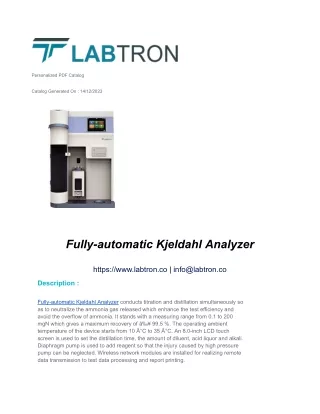 Fully-automatic Kjeldahl Analyzer