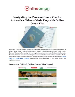 Oman Visa for Antarctica Citizens