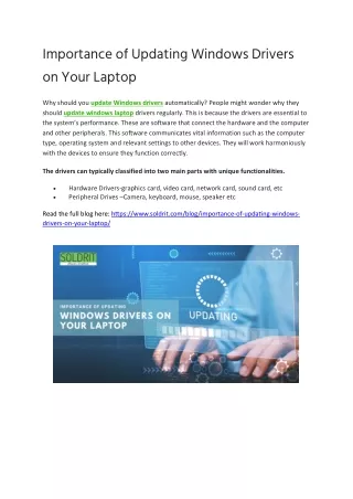 Importance of Updating Windows Drivers on Your Laptop