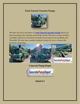 Concrete Pumps from Concord,  concretepumpdepot