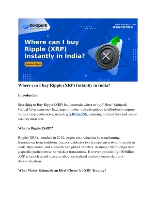 Where can I buy Ripple (XRP) Instantly in India