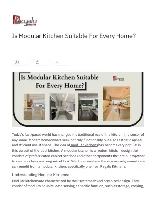 Is Modular Kitchen Suitable For Every Home?