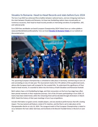 Slovakia Vs Romania Head-to-Head Records and stats before Euro 2024