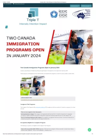 Canada New Caregiver Immigration Pilot Program