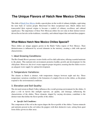The Unique Flavors of Hatch New Mexico Chilies