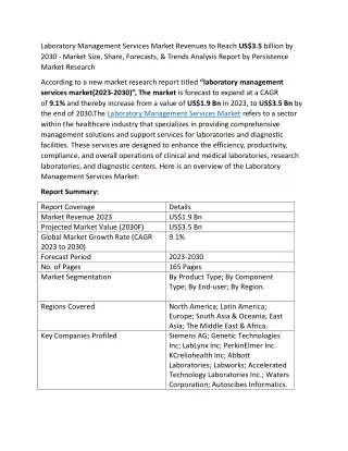 Laboratory Management Services Market Analysis 2023-2030