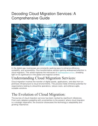 Decoding Cloud Migration Services - A Comprehensive Guide