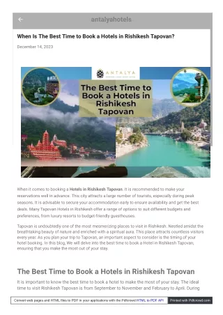 The Best Time to Book a Hotel in Rishikesh: What You Need to Know
