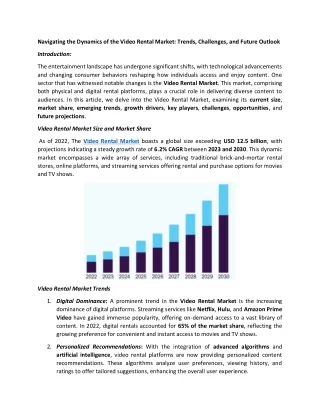 Video Rental Market