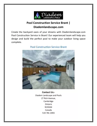 Pool Construction Service Brant Diademlandscape