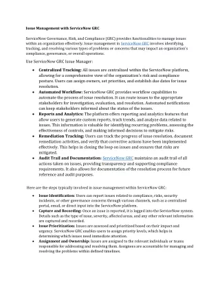 Issue Management with ServiceNow GRC