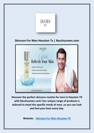 Skincare For Men Houston Tx | Bacchusmen.com