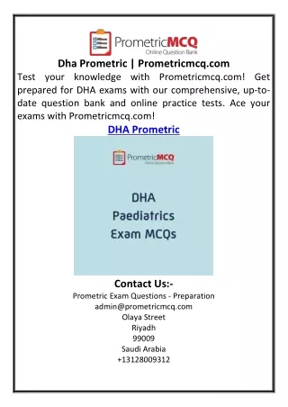 Dha Prometric  Prometricmcq.com