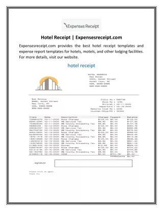 Hotel Receipt  Expensesreceipt