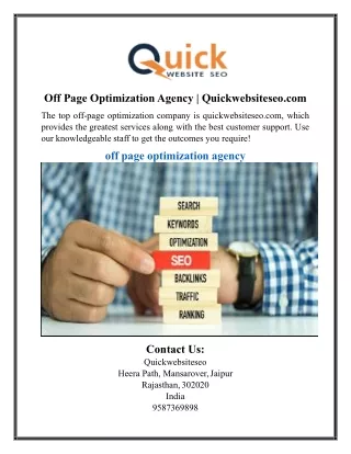 Off Page Optimization Agency | Quickwebsiteseo.com