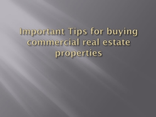 Important Tips for Buying Commercial Real estate Properties