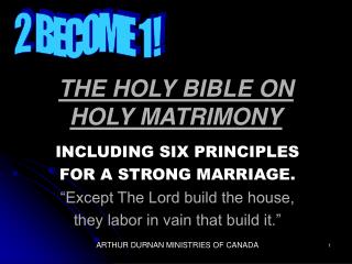 THE HOLY BIBLE ON HOLY MATRIMONY
