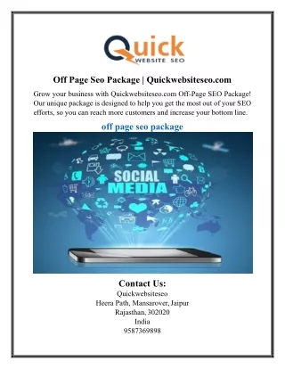 Off Page Seo Package | Quickwebsiteseo.com