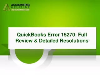 Simple Strategy To Resolve QuickBooks Error 15270