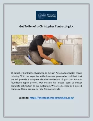 Get To Benefits Christopher Contracting Llc