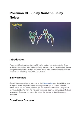 Pokemon GO Shiny Noibat & Shiny Noivern