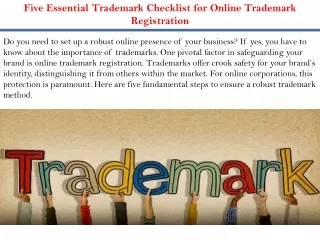 Five Essential Trademark Checklist for Online Trademark Registration