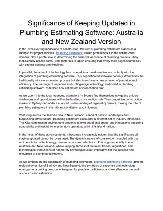 Significance of Keeping Updated in Plumbing Estimating Software_ Australia and New Zealand Version