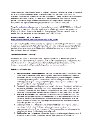 Antibodies Market Application, Regions and Key Players by 2032