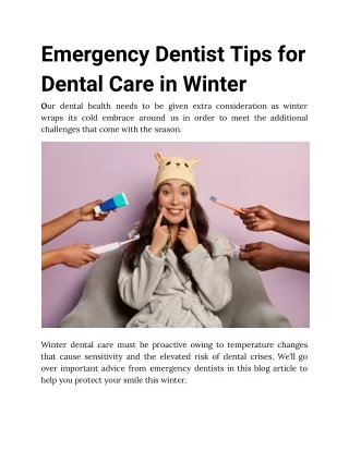 Emergency Dentist Tips for Dental Care in Winter