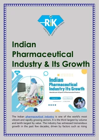 Indian Pharmaceutical Industry & Its Growth