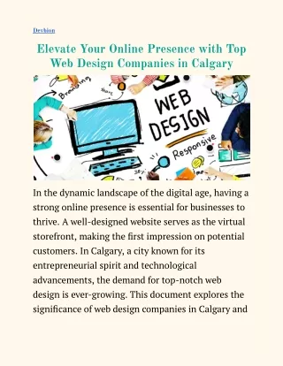 Elevate Your Online Presence with Top Web Design Companies in Calgary