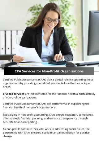 CPA Services for Non-Profit Organizations