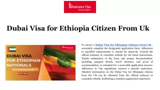 Dubai Visa for Ethiopian Citizens From UK