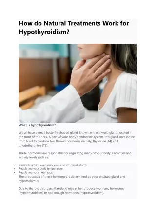 How do Natural Treatments Work for Hypothyroidism