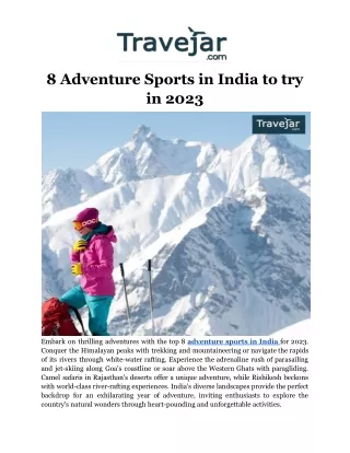 8 Adventure Sports in India to try in 2023