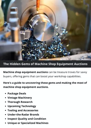 The Hidden Gems of Machine Shop Equipment Auctions