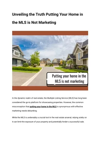 Unveiling the Full Spectrum of Home Marketing