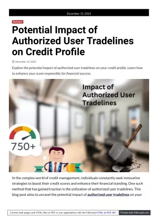 Impact of Authorized User Tradelines on Credit Profile